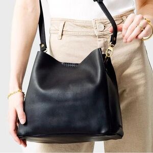 Portland Leather Goods Butterfly Crossbody Smooth Black